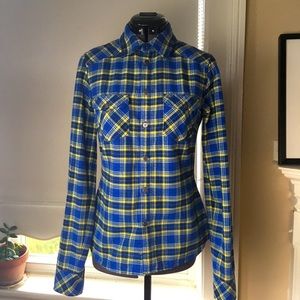 🦋 3 for $25 - TNA Plaid Flannel Button Down Shirt Blue